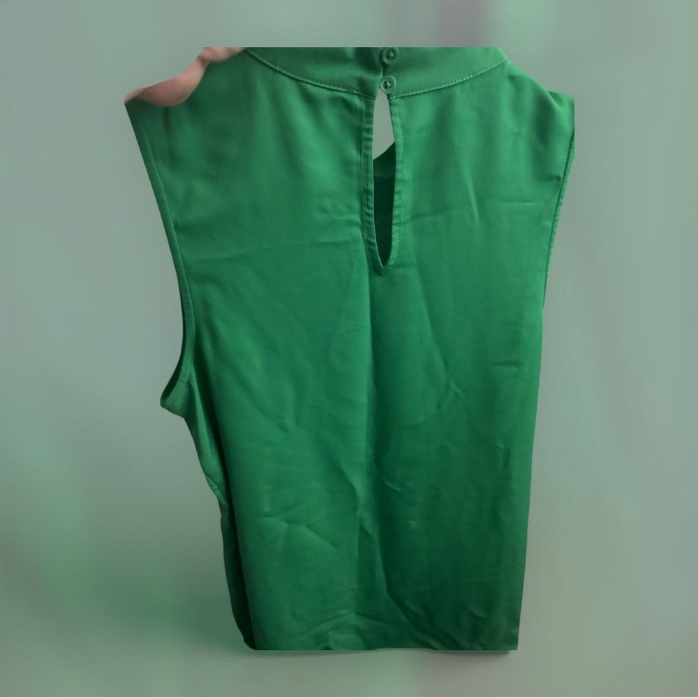 Nine West Vibrant Green Sleeveless Mock Neck Top - Picture 2 of 7
